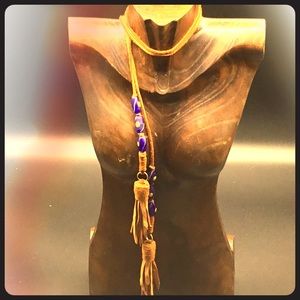 Unique Deerskin Long Leather Lariat Necklace